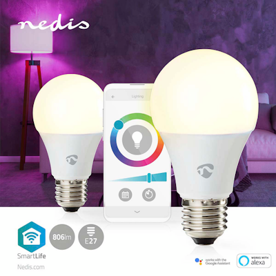 Led-lamppu Nedis Smartlife Wifi 2700-6500K+RGB 806lm A60 E27 - K-Rauta