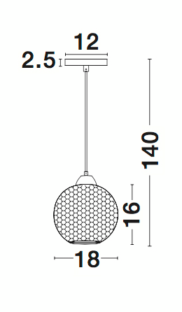 Riippuvalaisin Nova Luce Vienti savulasi E27 180mm