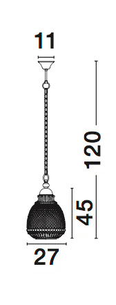 Riippuvalaisin Nova Luce Toulon savulasi E27 270mm