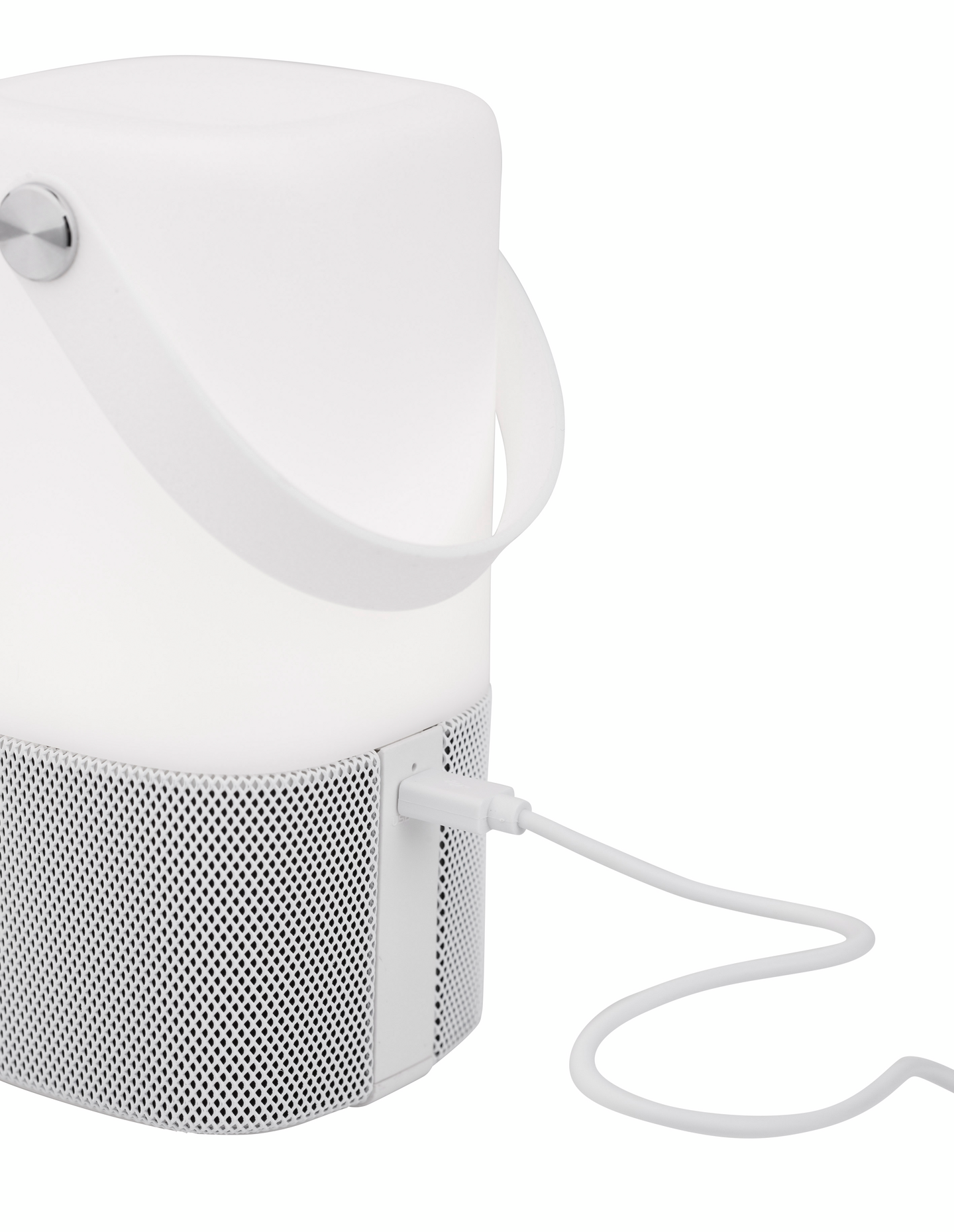 Pöytävalaisin Nova Luce Ray valkoinen kaiuttimella