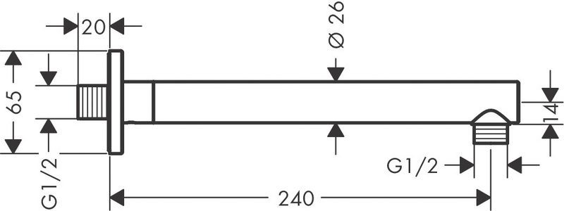 Suihkuputki Hansgrohe 26405000 Vernis Shape 240 kromi