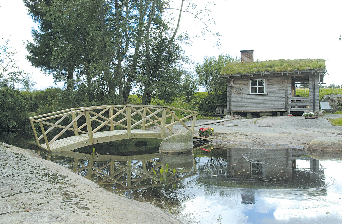 Kaarisiltaelementti Tammiston Puu kaiteilla 980x980mm kestopuu vihreä