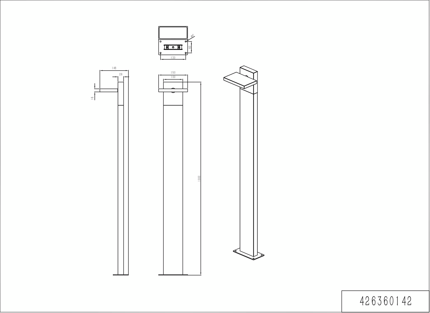 Pylväsvalaisin TRIO Horton led 1000lm 100cm antrasiitti