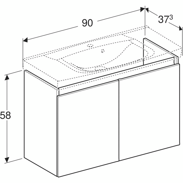 Allaskaappi IDO Light Compact L90 K58 S37,3cm kahdella ovella valkoinen