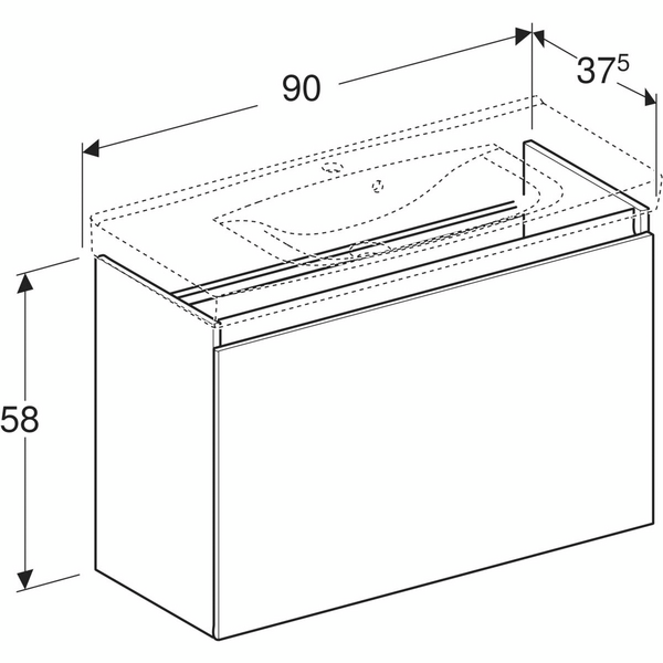 Allaskaappi IDO Light Compact L90 K58 S37,3cm vetolaatikolla valkoinen