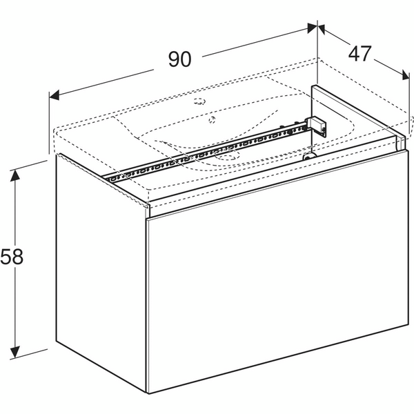 Allaskaappi IDO Light L90 K58 S47cm vetolaatikolla valkoinen