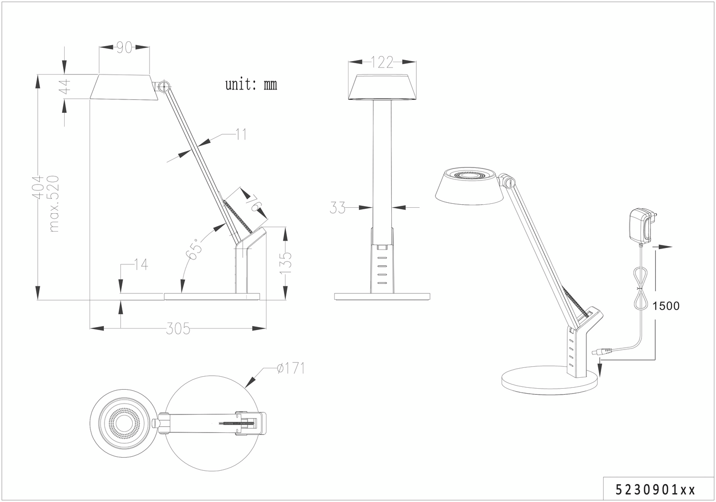 Pöytävalaisin TRIO Ava led 600lm mattamusta