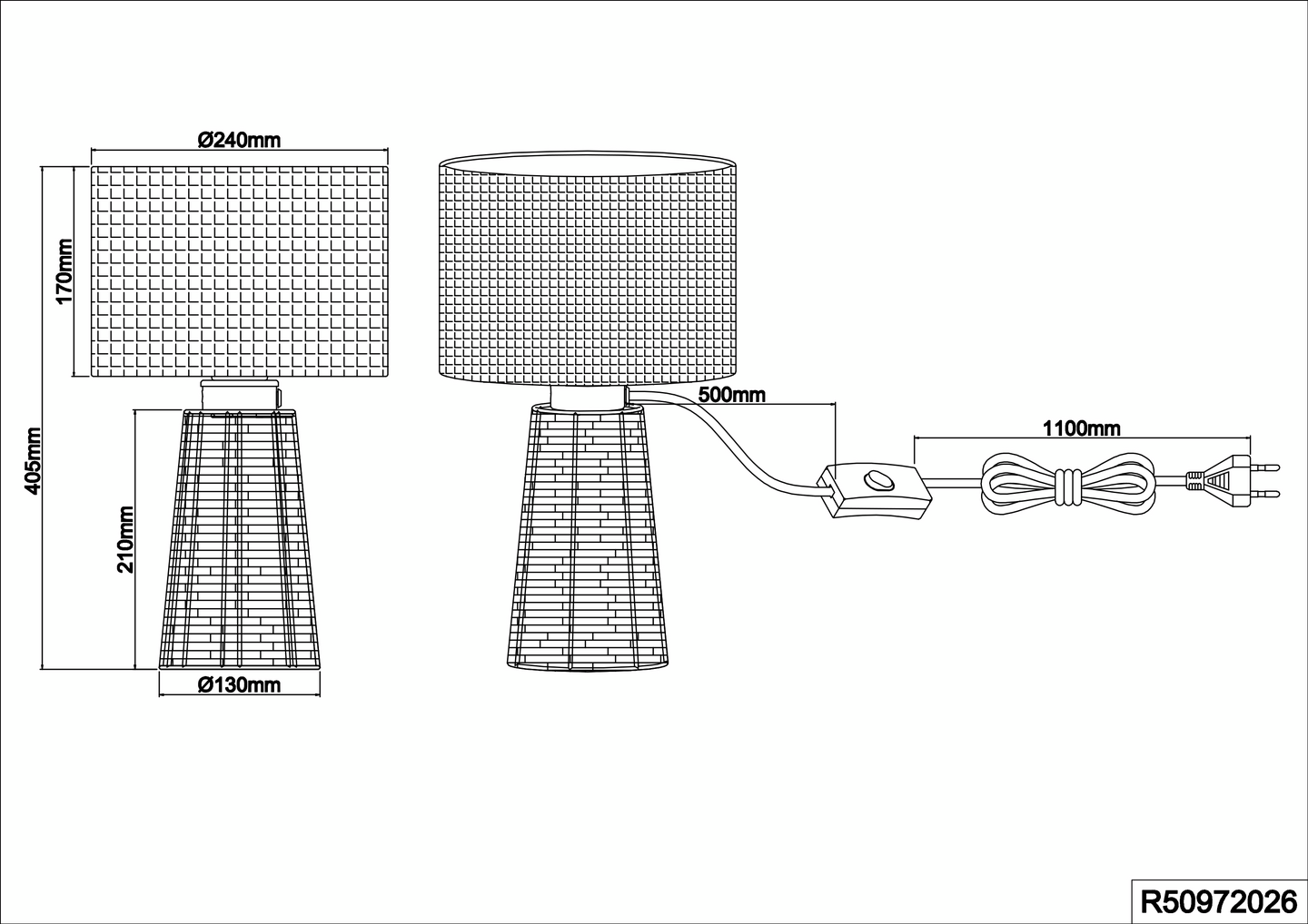 Pöytävalaisin TRIO Straw 2xE27 rottinki