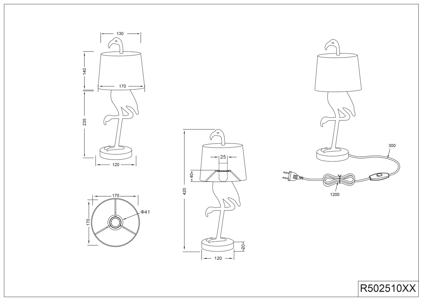 Pöytävalaisin TRIO Lola E14 musta/kulta