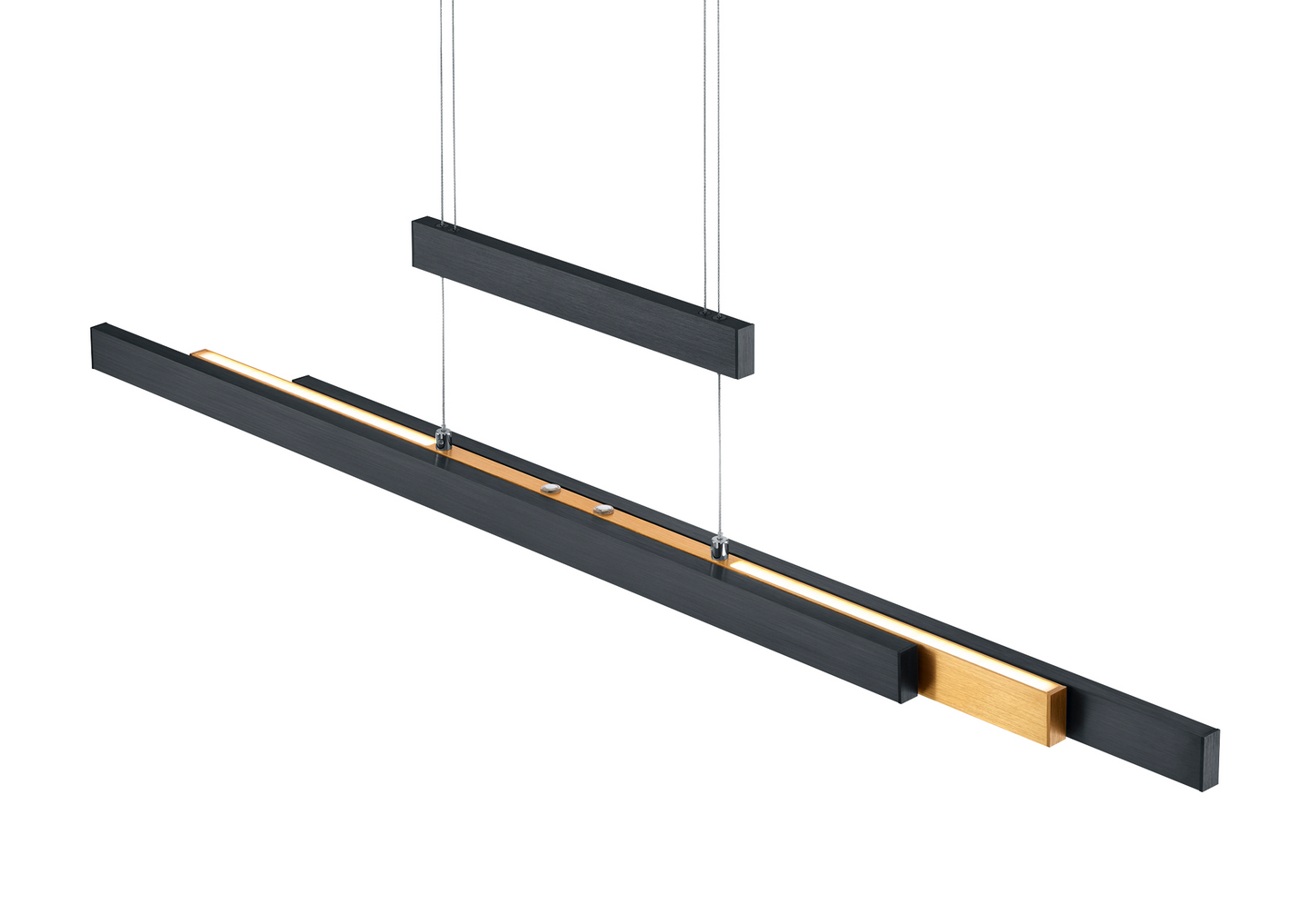 Riippuvalaisin TRIO Trajan led 5300lm mattamusta/messinki