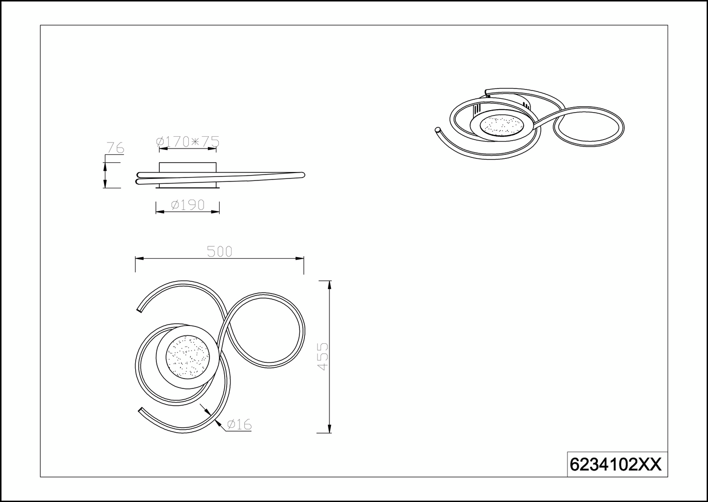Kattovalaisin TRIO Jive led 4300lm 50cm mattavalkoinen