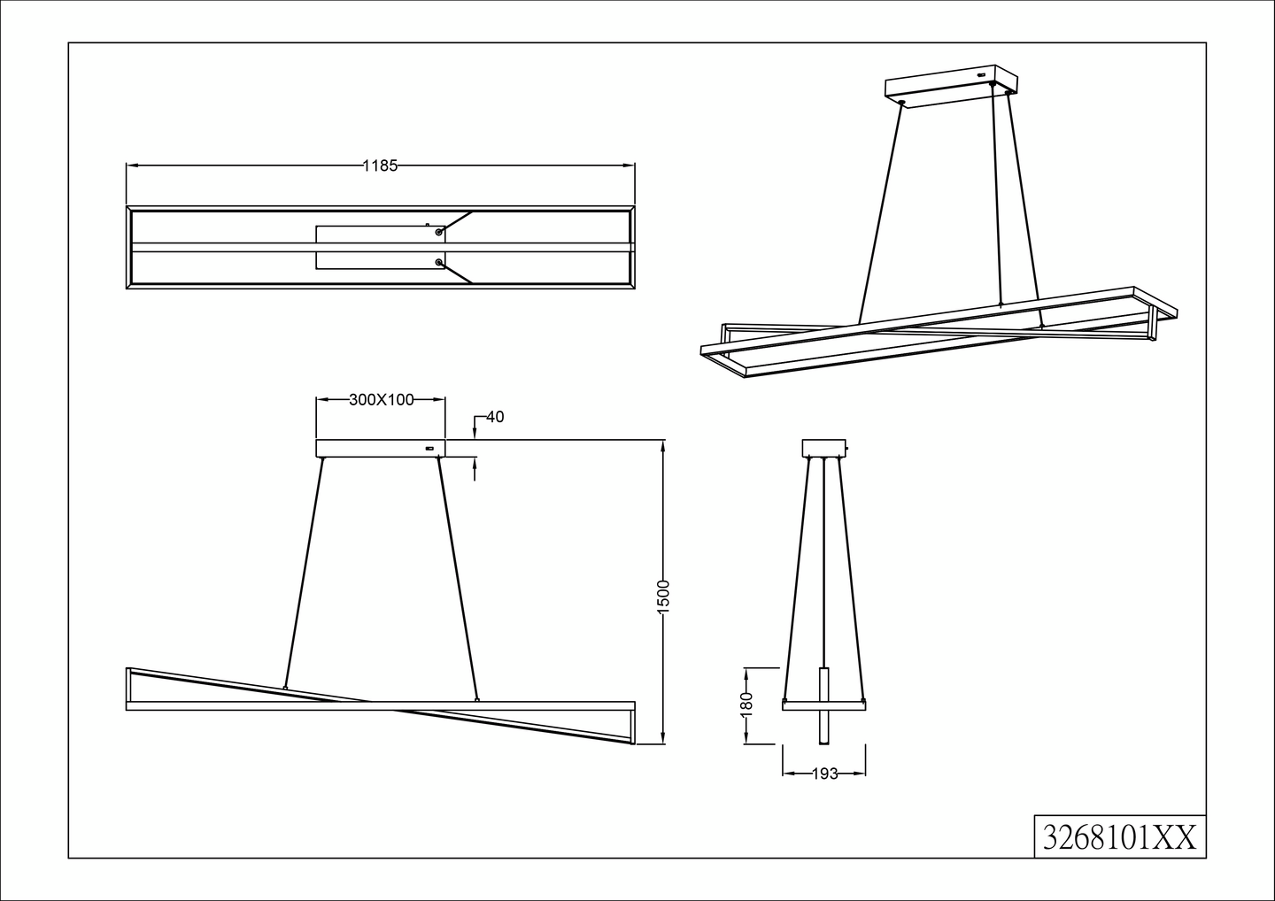 Riippuvalaisin TRIO Edge led 4100lm mattamusta