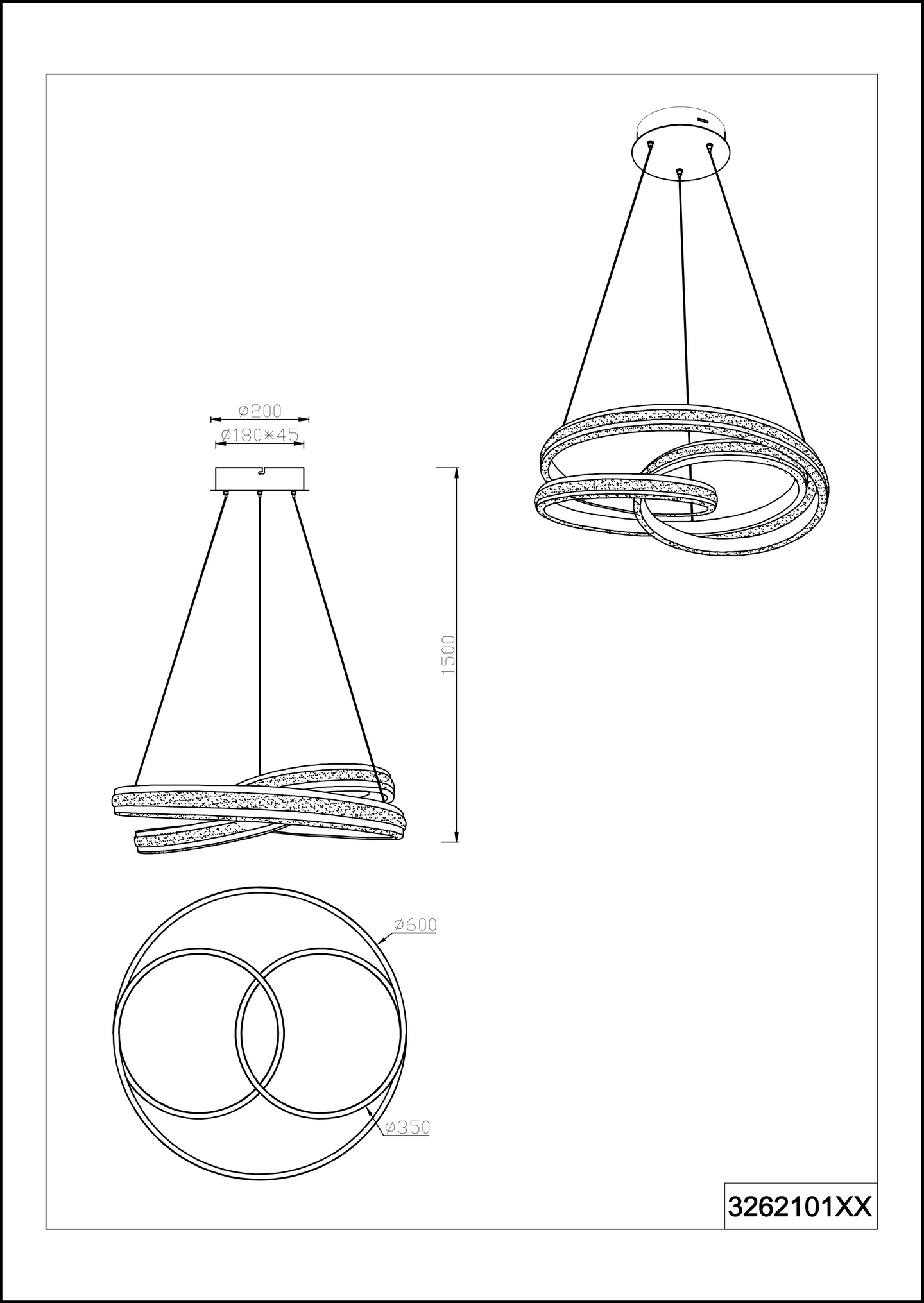 Riippuvalaisin TRIO Nuria led 7200lm mattamusta