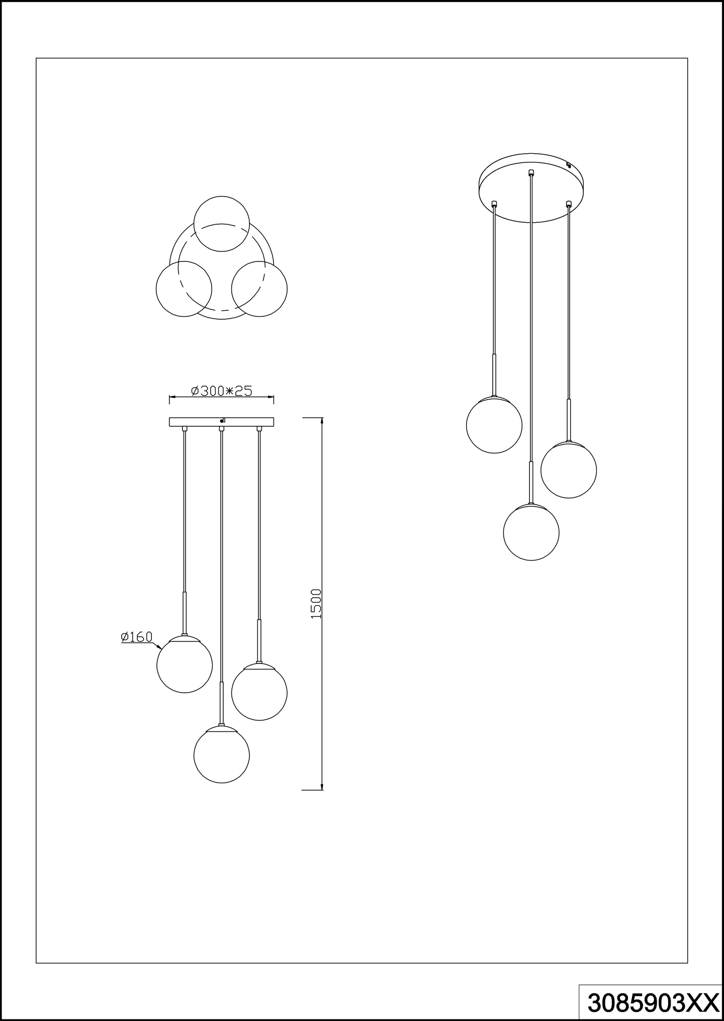Riippuvalaisin TRIO Balini E14 3-osainen mattavalkoinen