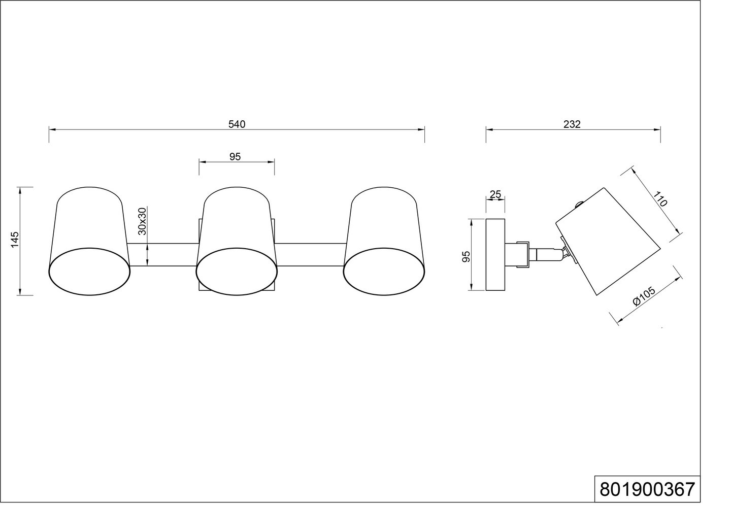 Spotti TRIO Bell E14 3-osainen antiikkiteräs