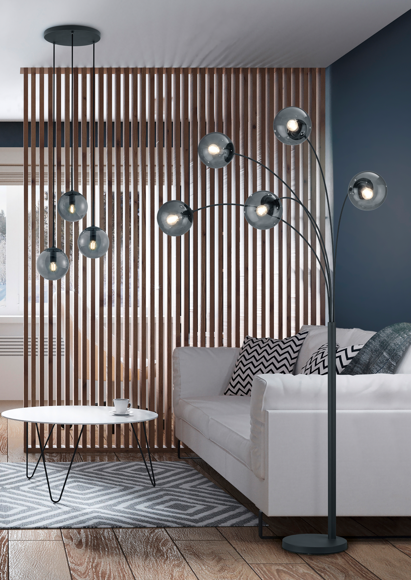 Riippuvalaisin TRIO Balini E14 3-osainen antrasiitti