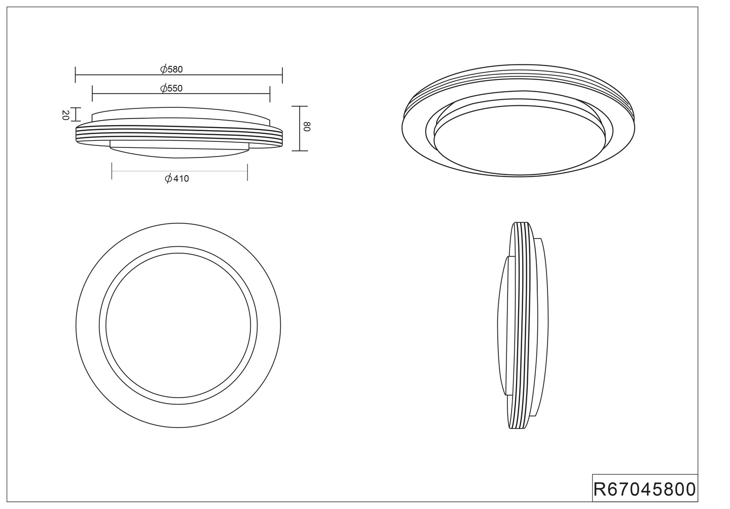 Plafondi TRIO Atria led 58cm valkoinen Starlight