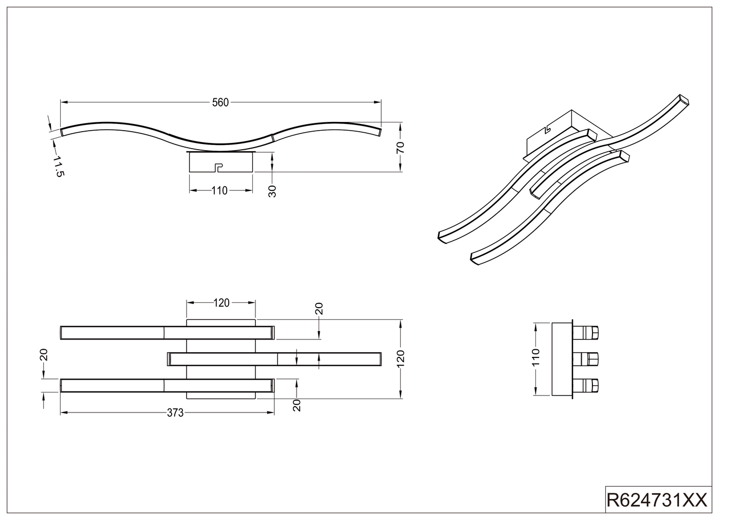 Kattovalaisin TRIO Route led 600lm 3-osainen mattavalkoinen