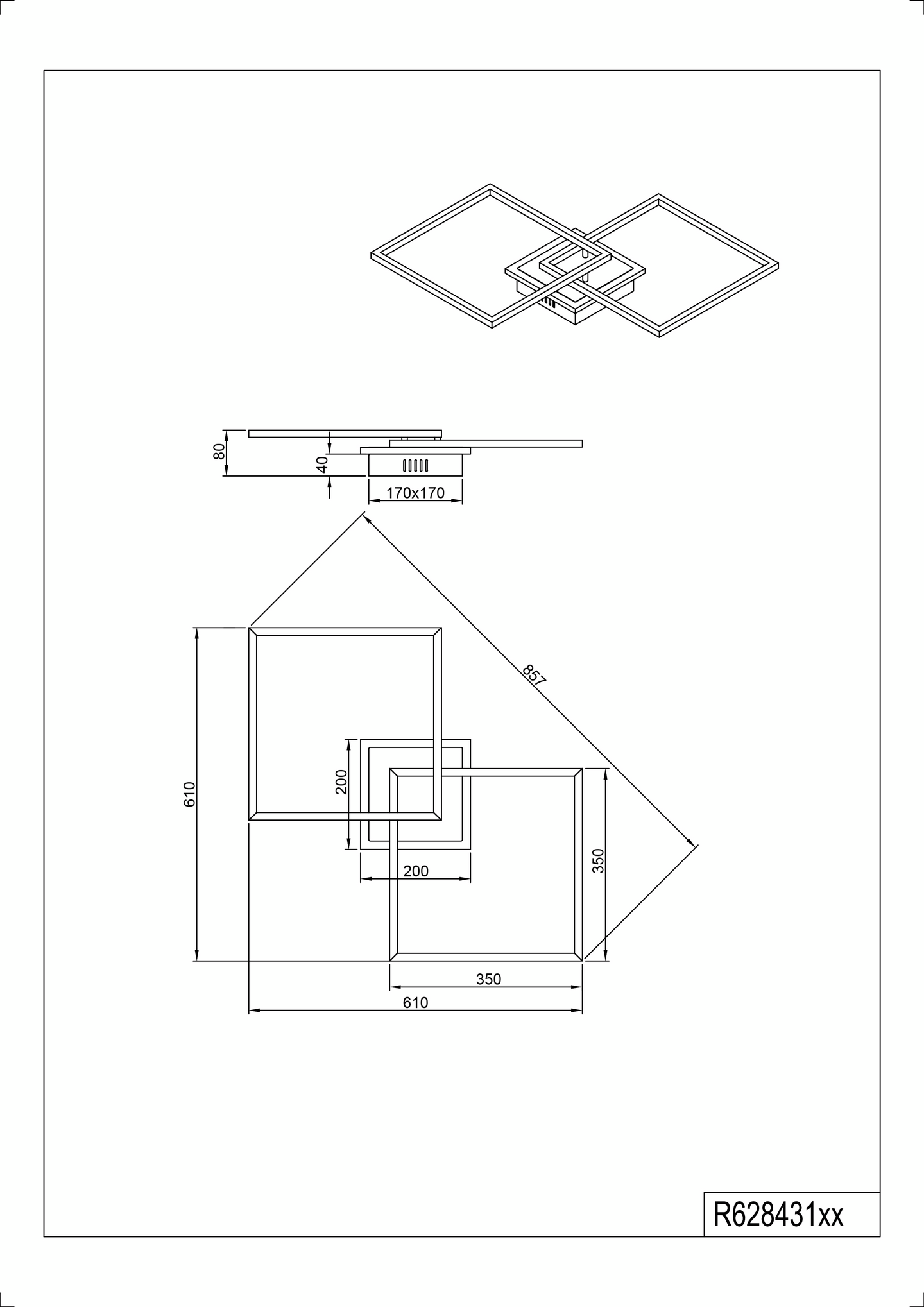 Kattovalaisin TRIO Arribo led 3250lm neliö RGBW mattamusta