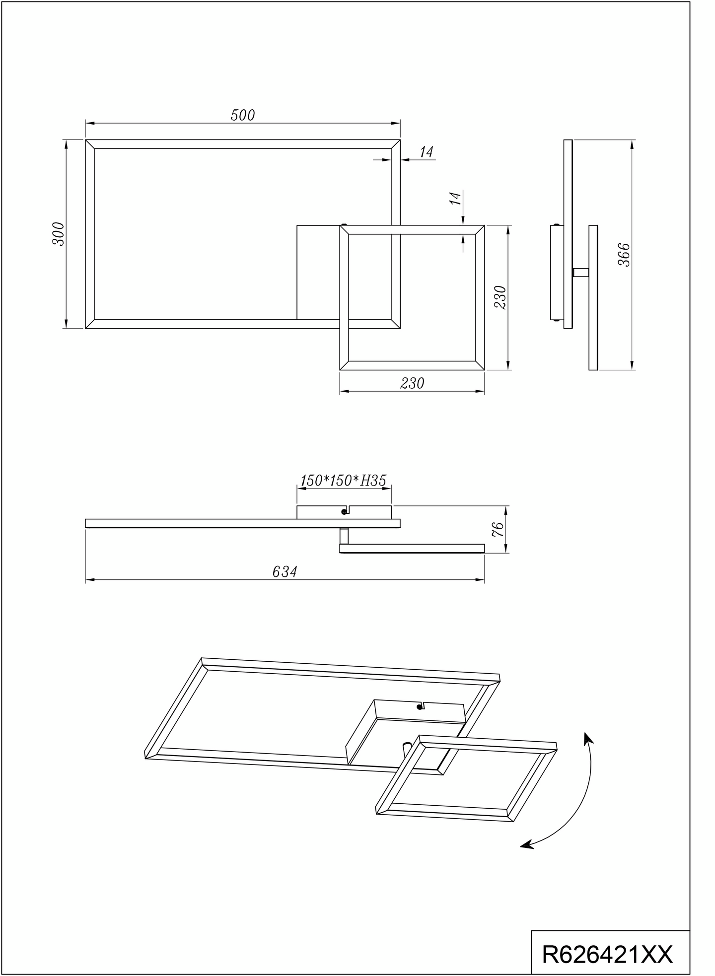 Kattovalaisin TRIO Padella led 3000lm mattamusta