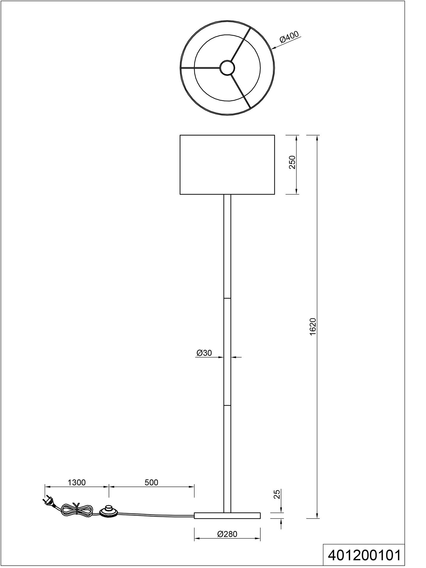 Lattiavalaisin TRIO Korba E27 valkoinen