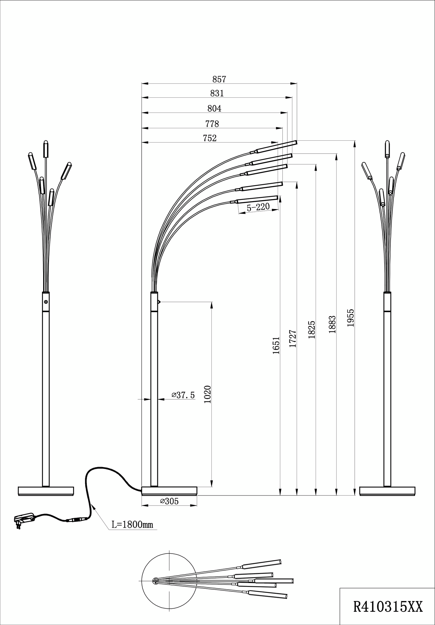 Lattiavalaisin TRIO Reed led 4W 390lm mattamusta