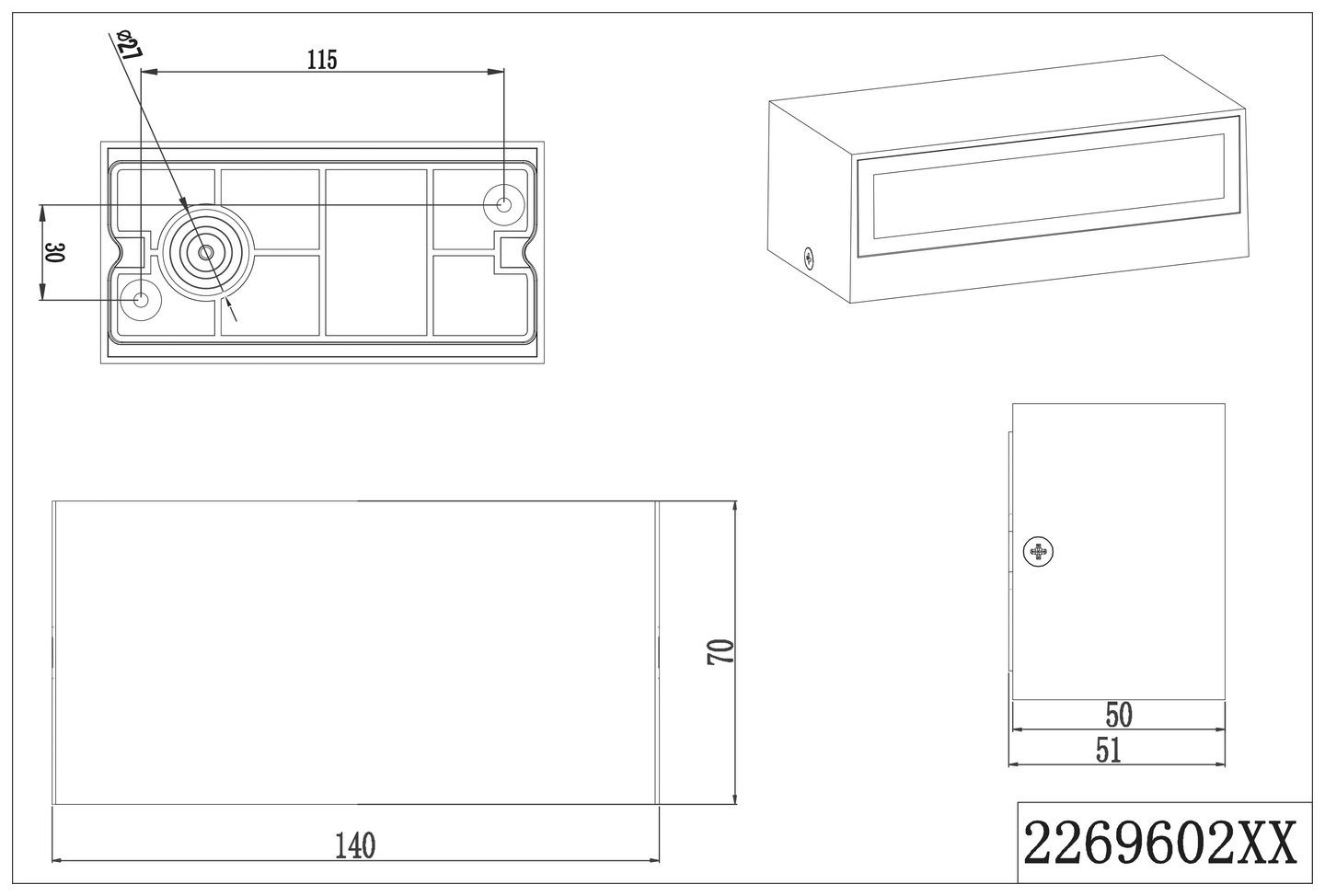 Seinävalaisin TRIO Trent led 800lm mattavalkoinen