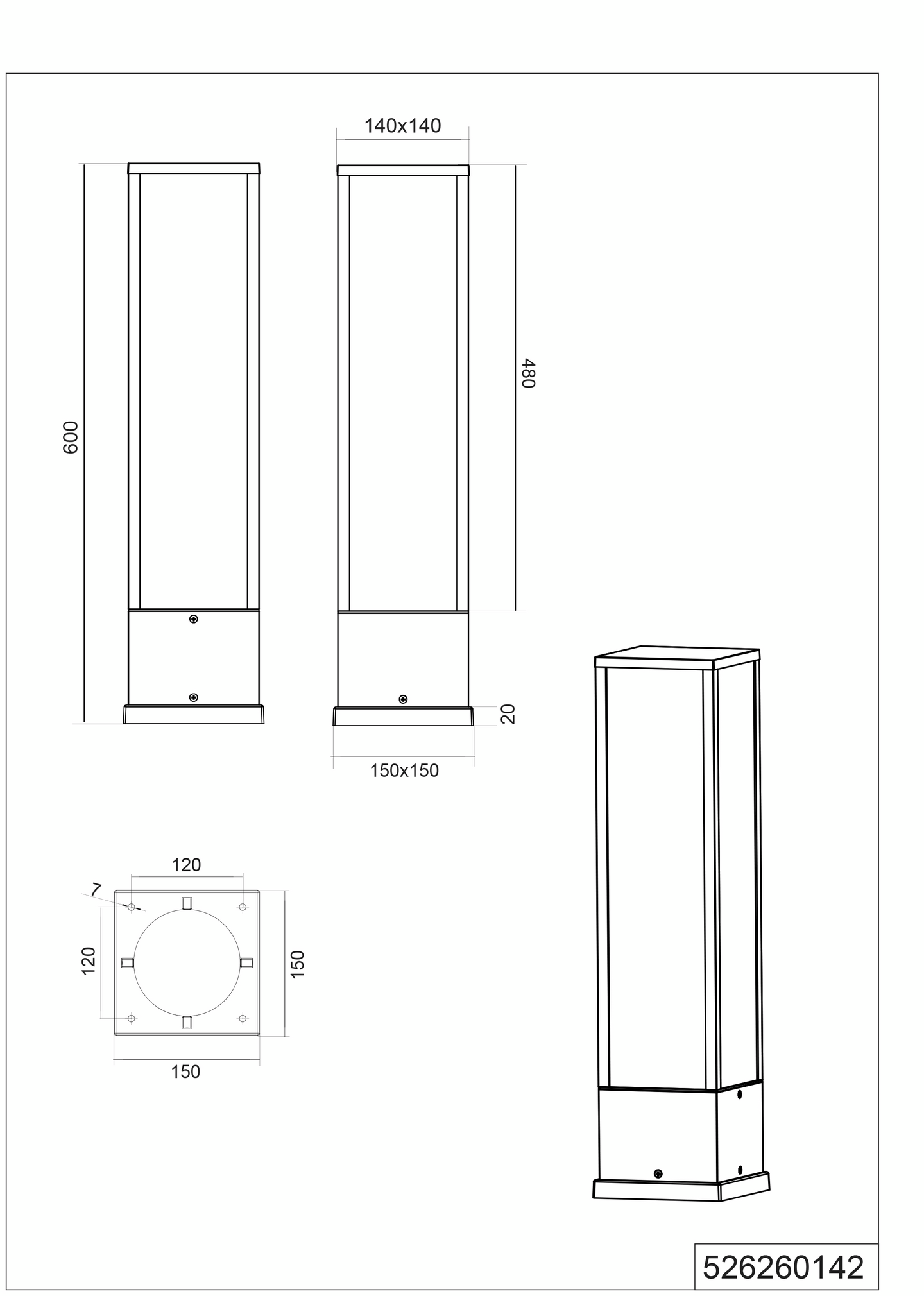 Pylväsvalaisin TRIO Fuerte led 1700lm 60cm antrasiitti