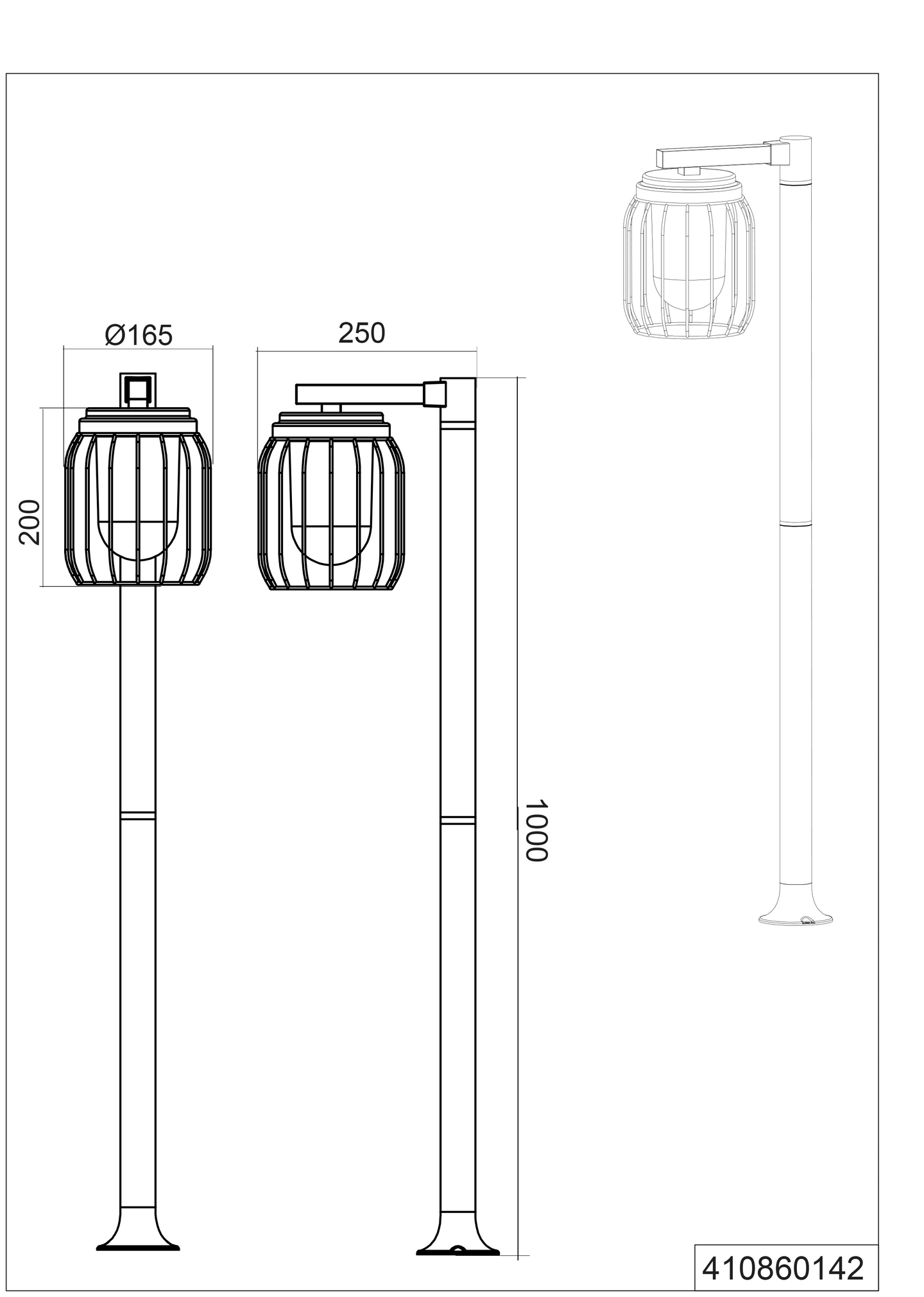 Pylväsvalaisin TRIO Tuela E27 100cm antrasiitti