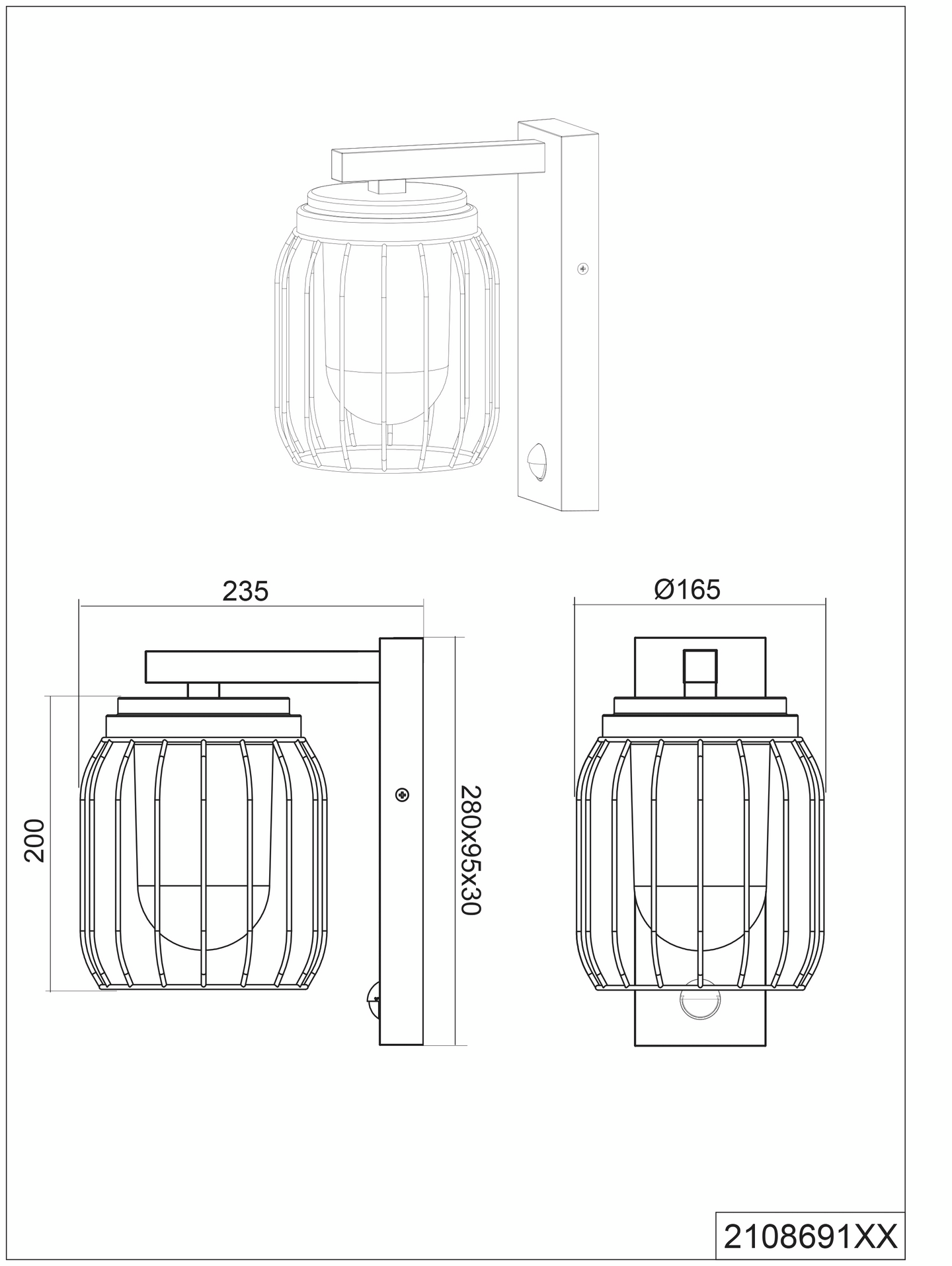 Seinävalaisin TRIO Tuela E27 antrasiitti liiketunnistin