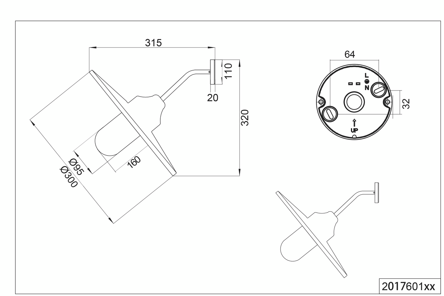 Seinävalaisin TRIO Brenta E27 rustiikki