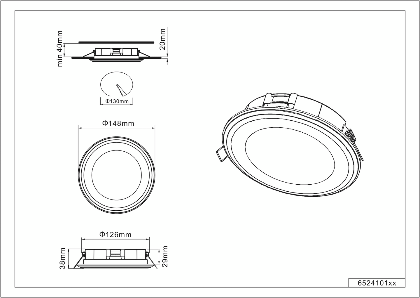 Uppospotti TRIO Aura led 1040lm 15cm mattamusta