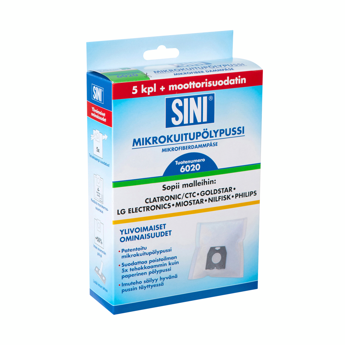 Mikrokuitupölypussi SINI S56020 5kpl