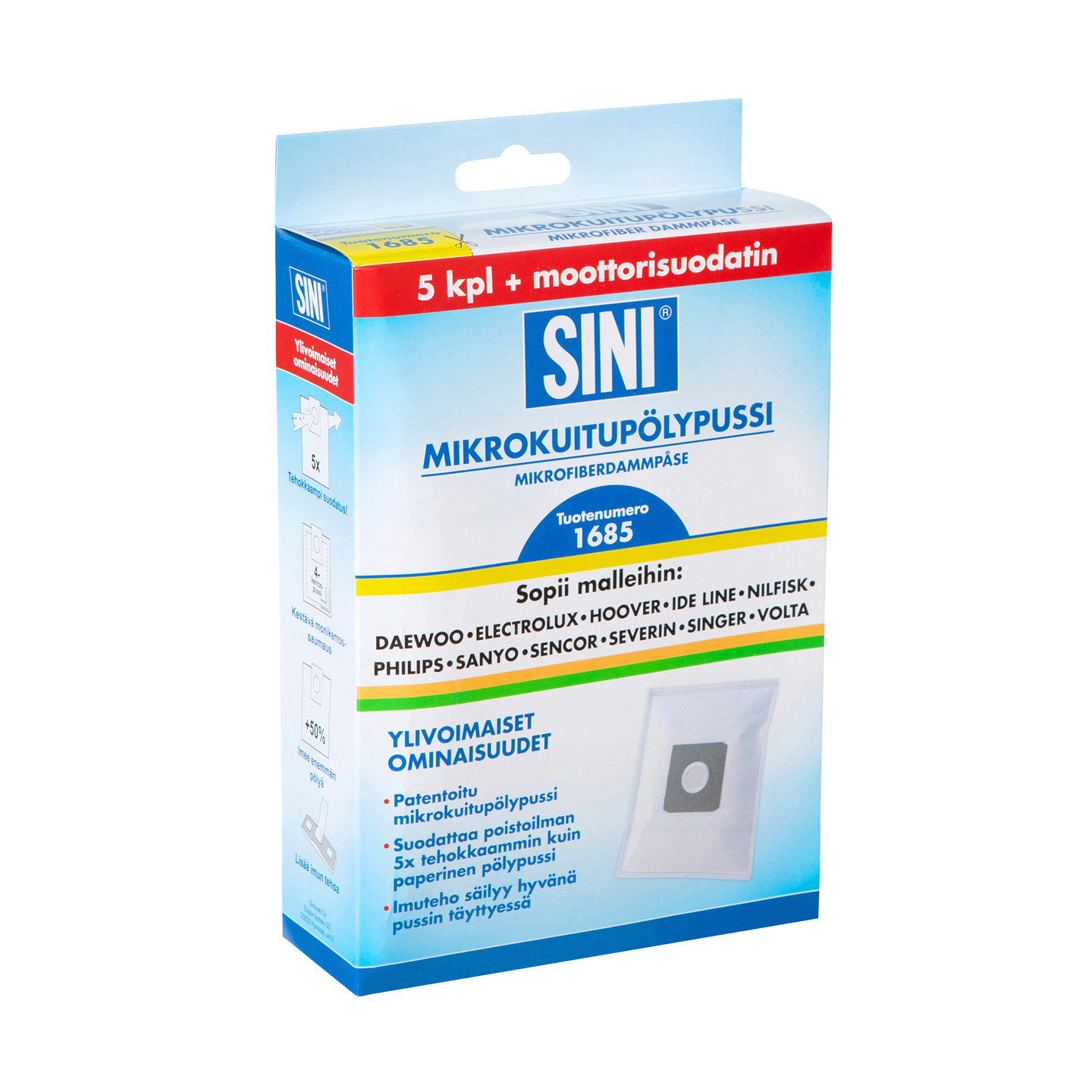 Mikrokuitupölypussi SINI S51685 5kpl