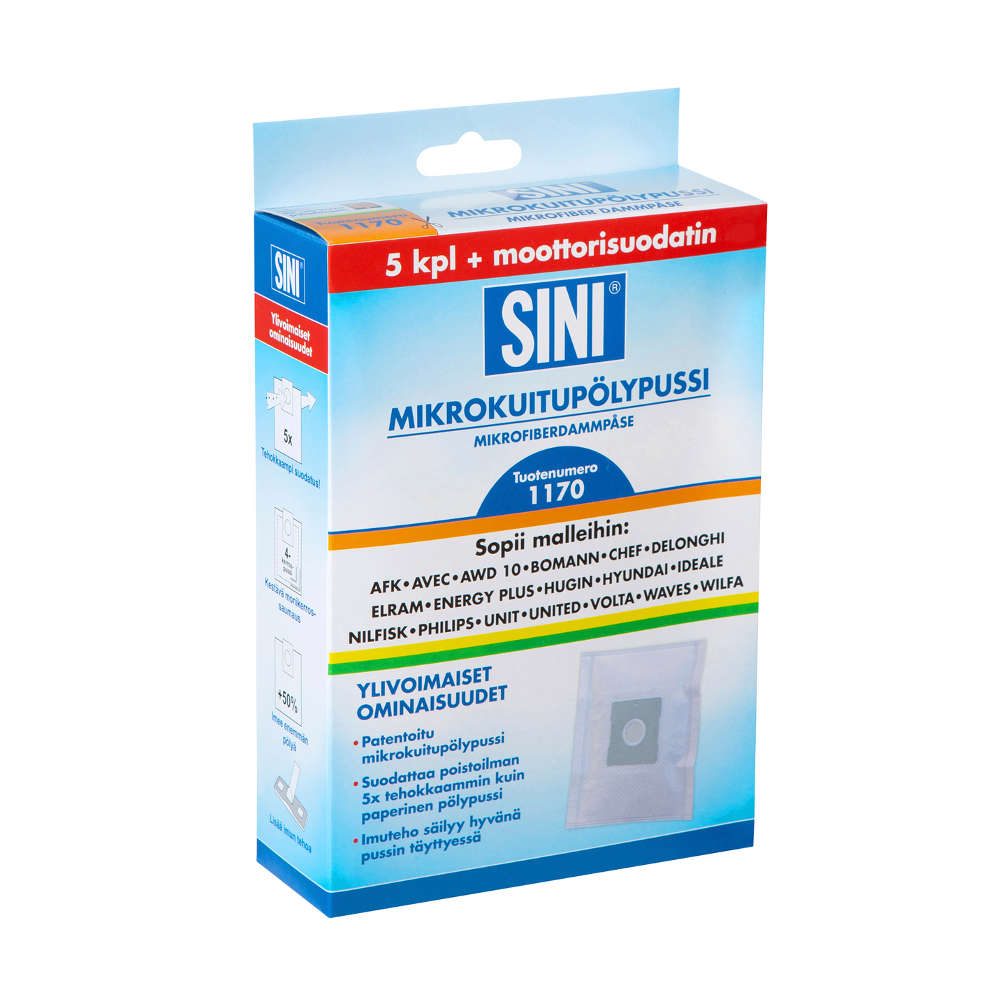 Mikrokuitupölypussi SINI S51170 5kpl