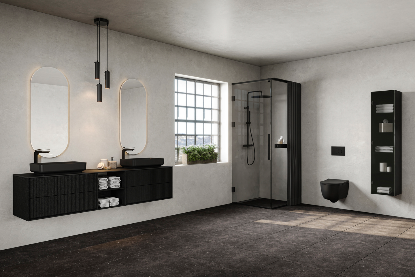 DÖRR SVEDBERGS HÖGSKÅP RAM SVART MATT, RÖK 34,7X159,7X1,6CM