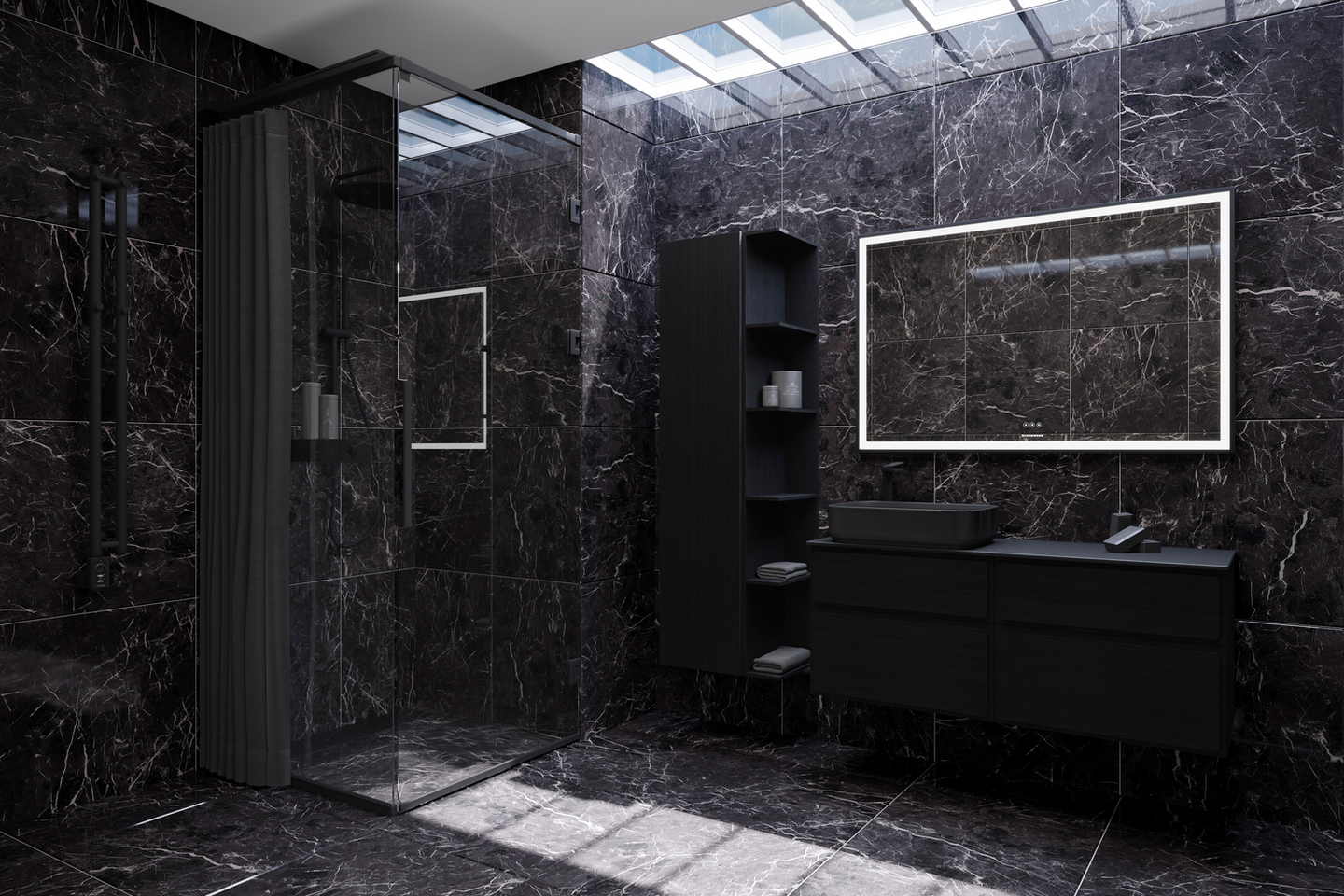 HANDDUSCH SVEDBERGS LANGFOSS RAK/FAST SV MATT RÖK HYLLA 90X230X92CM