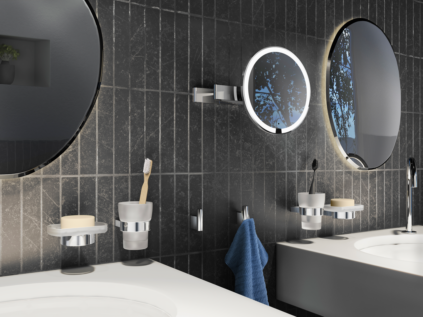 Meikkipeili Smedbo Outline Led 7-kert FK491EP sensorilla akkukäyttöinen