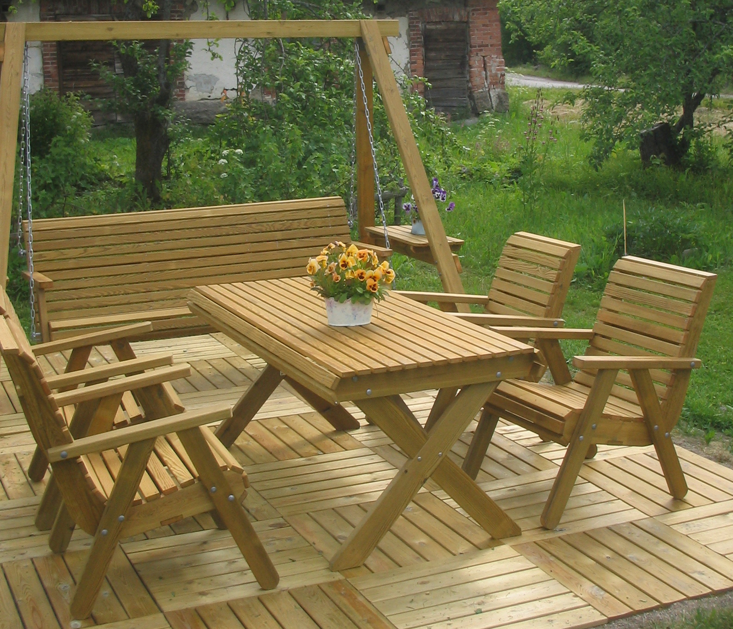 Pöytä Tammiston Puu Susanna 160x77cm vihreä kestopuu