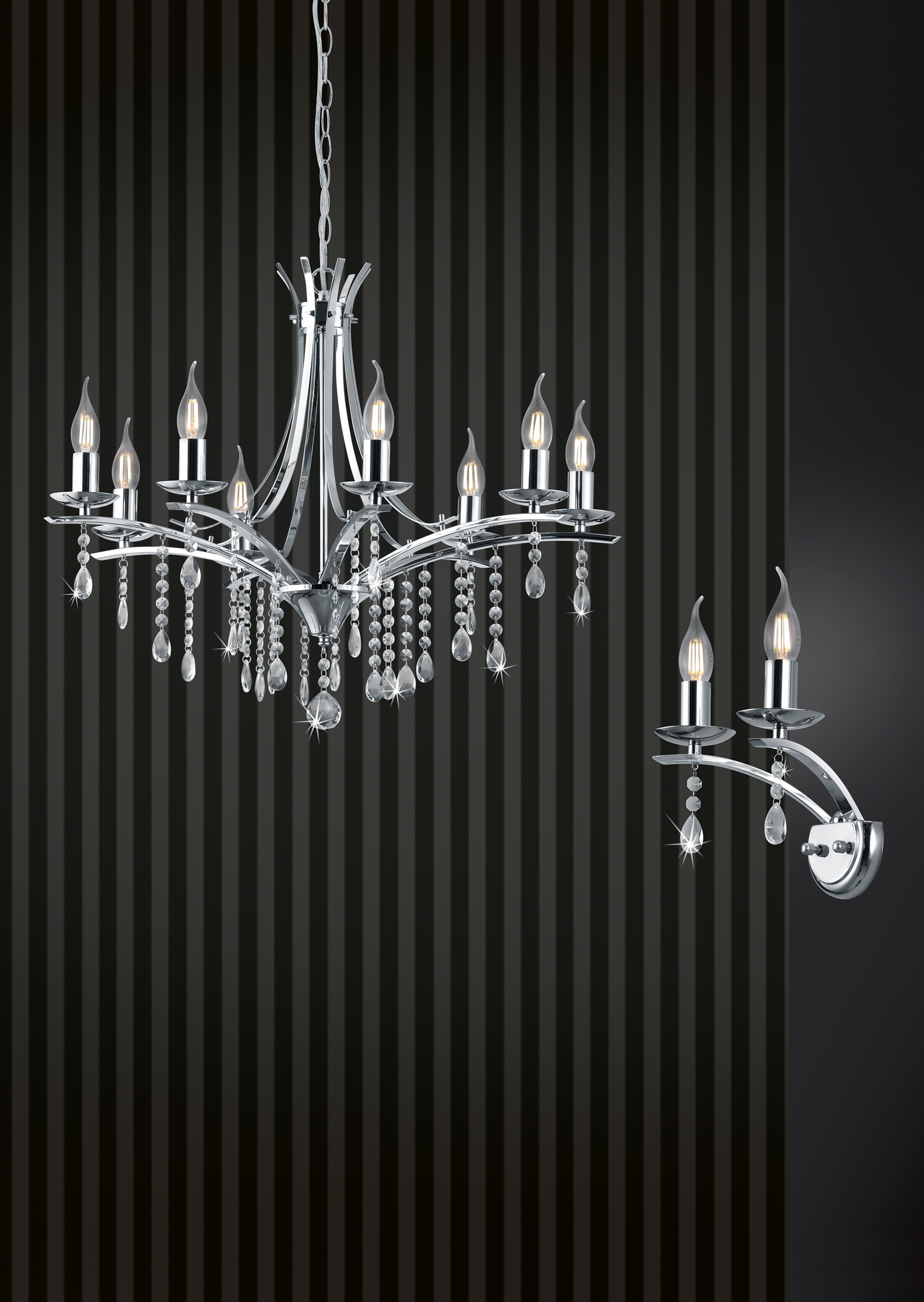 Kattokruunu TRIO Lucerna E14 8-osainen kromi