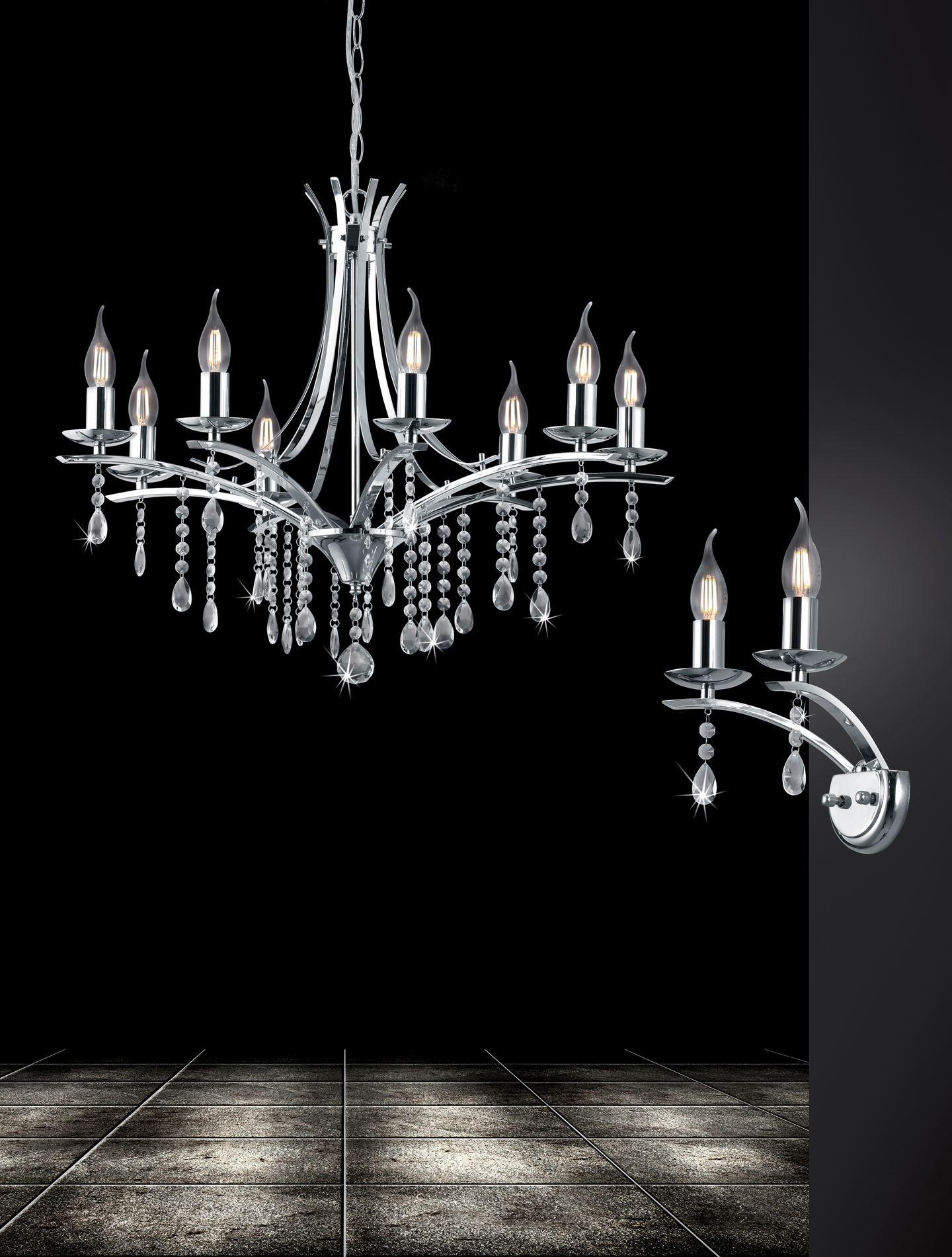 Kattokruunu TRIO Lucerna E14 8-osainen kromi