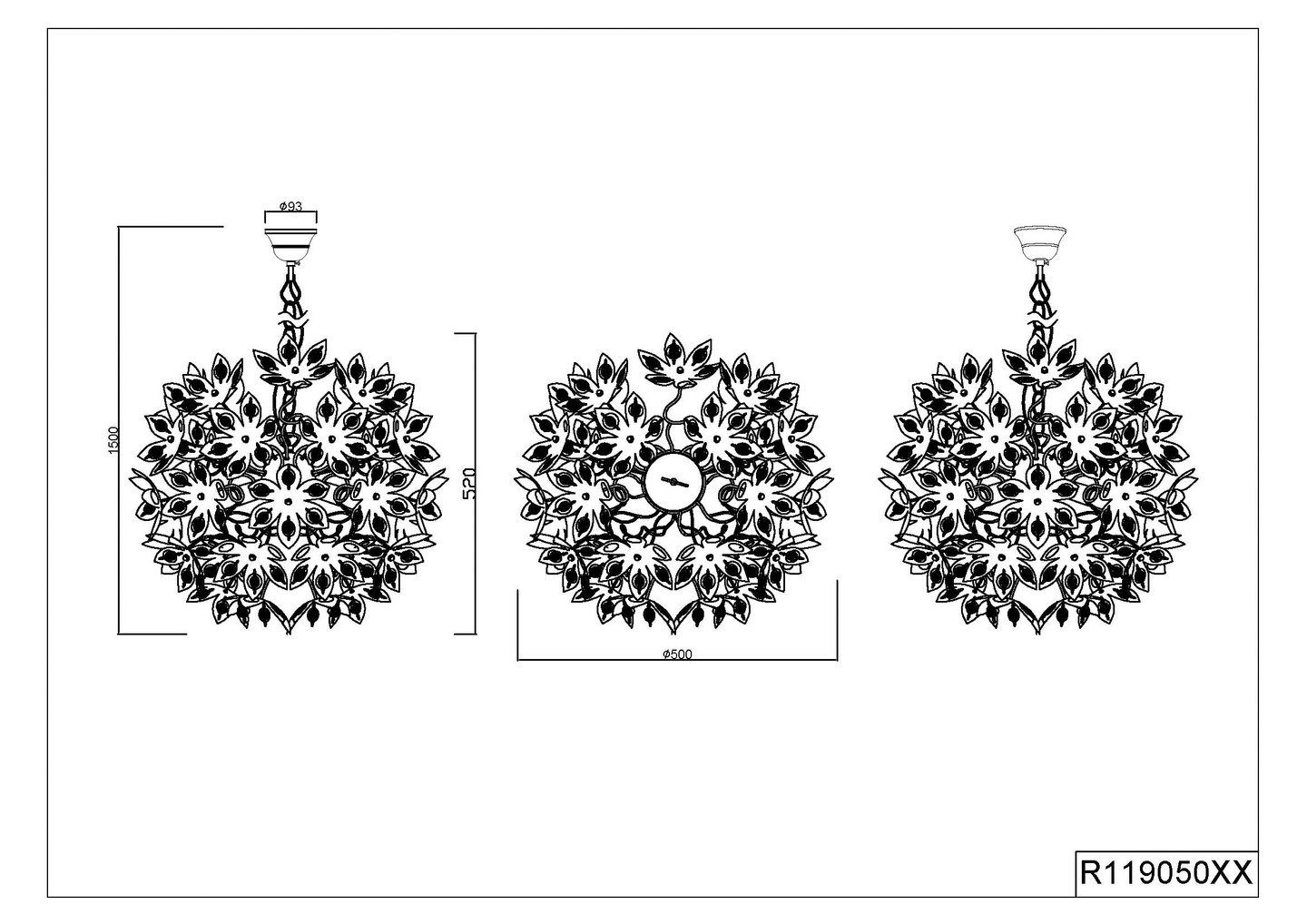 Riippuvalaisin TRIO Blowball E14 50Cm kromi/valkoinen