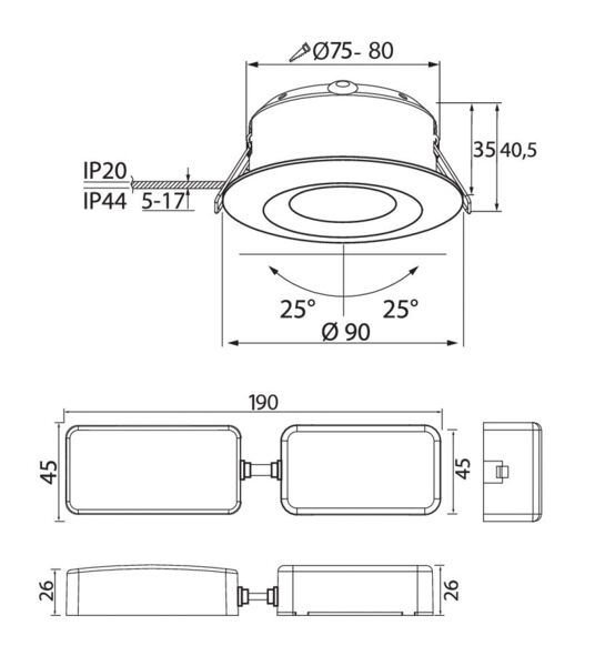 Alasvalo Airam Smart Tune Tilt IP44 TW 36D ACC