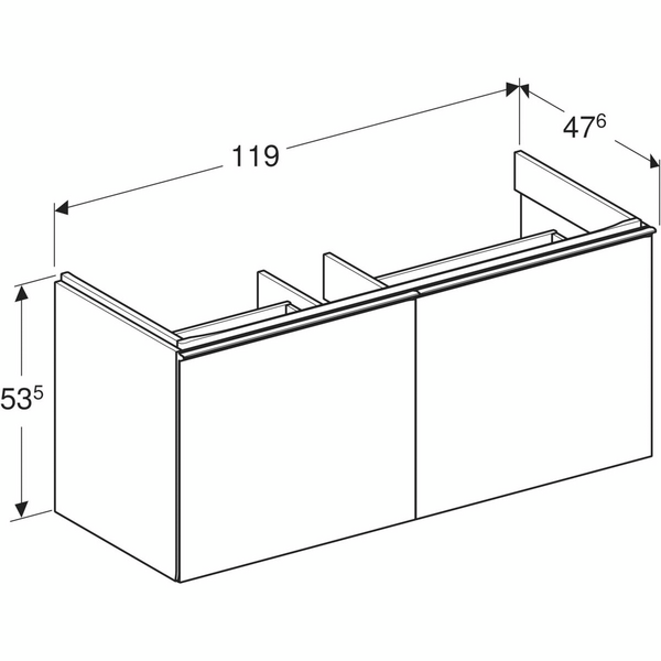 Allaskaappi Geberit Acanto L119 K53,5 S47,6cm hiekanharmaa
