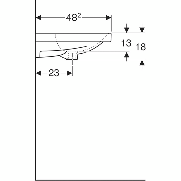 Pesuallas Geberit Acanto L120 S48,2cm kaksi hanareikää Keratect