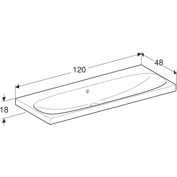 Pesuallas Geberit Acanto L120 S48,2cm ylivuotoaukko Keratect