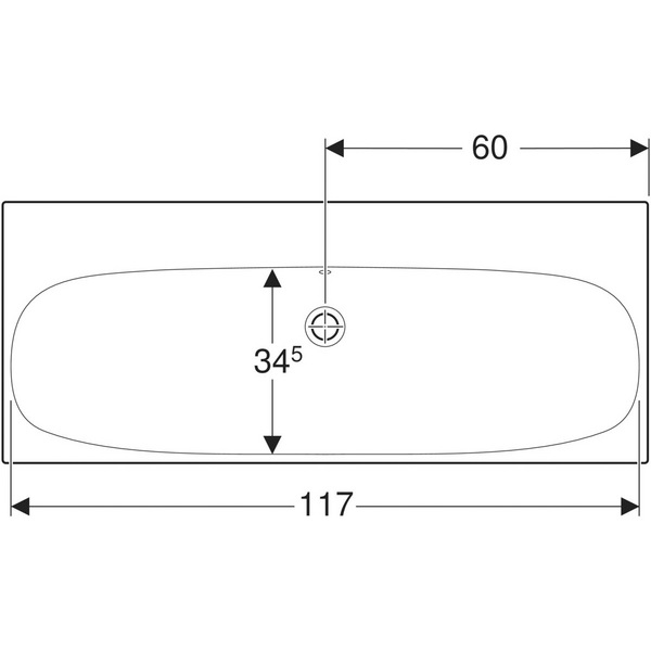 Pesuallas Geberit Acanto L120 S48,2cm ylivuotoaukko Keratect