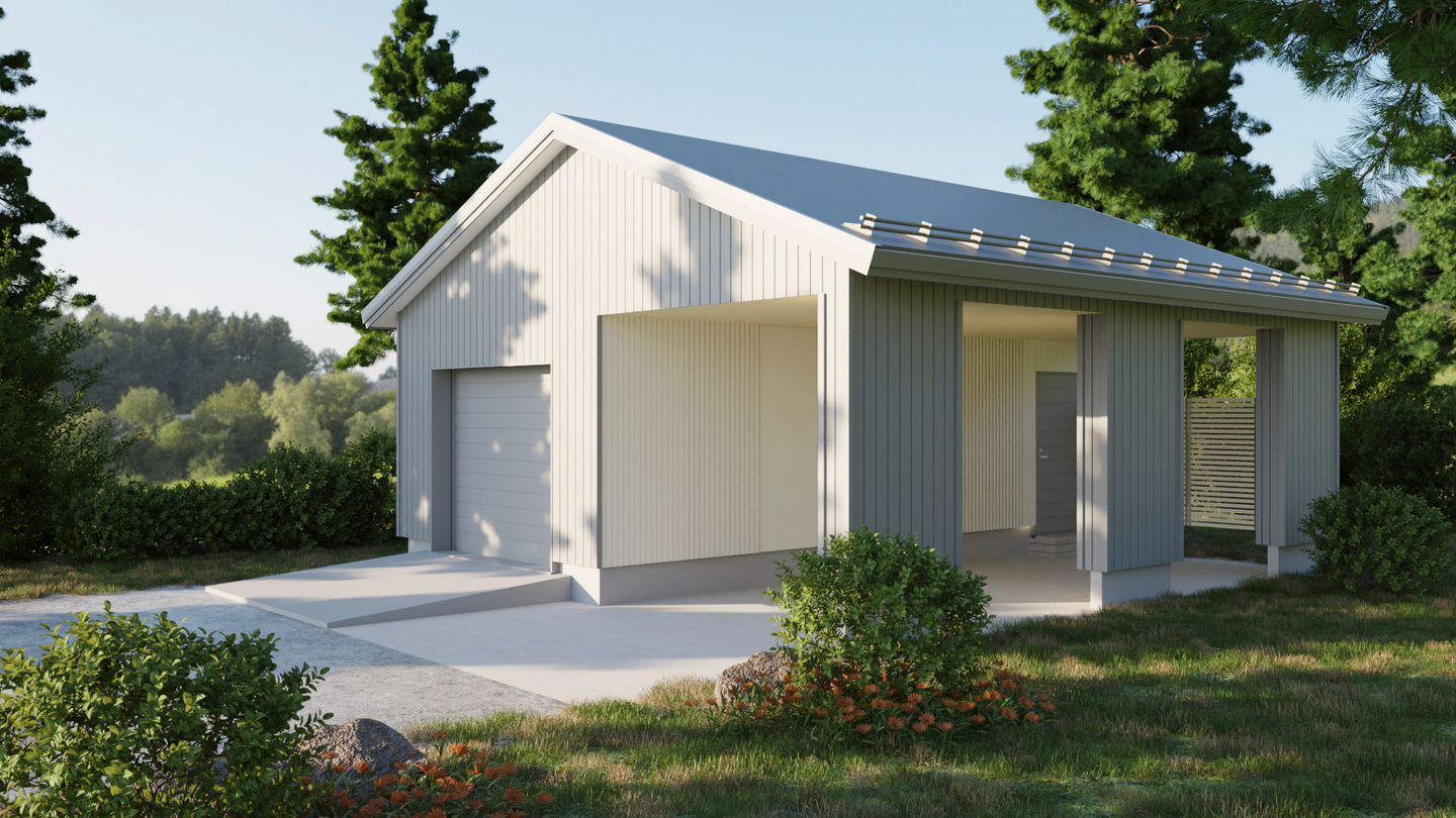 Autotalli/autokatos Kimara Pontti ATAK33PH pystyverhous + harjakatto 33m²