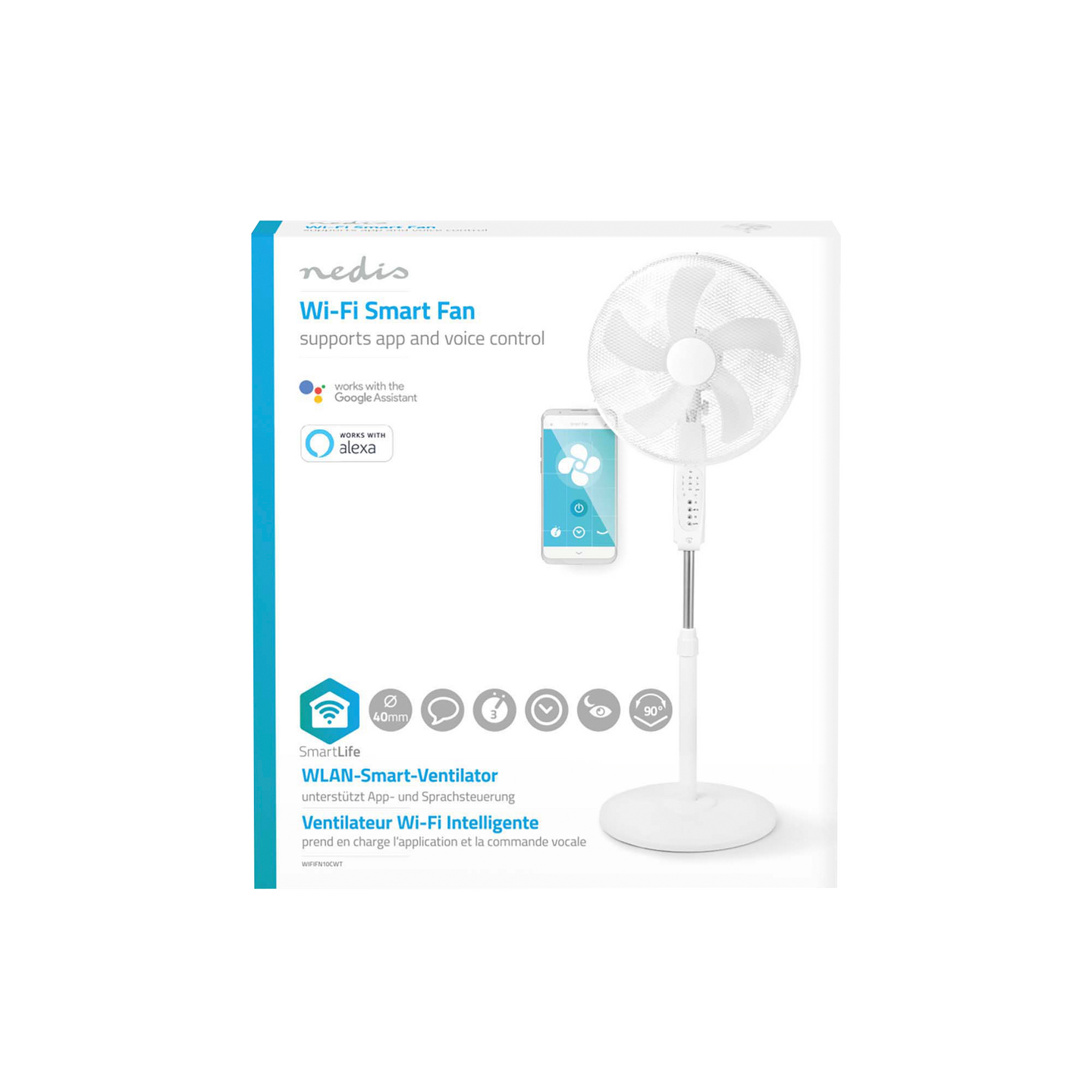 Tuuletin Nedis SmartLife  Wi-Fi  400 mm  Säädettävä korkeus  3-Vaihteinen