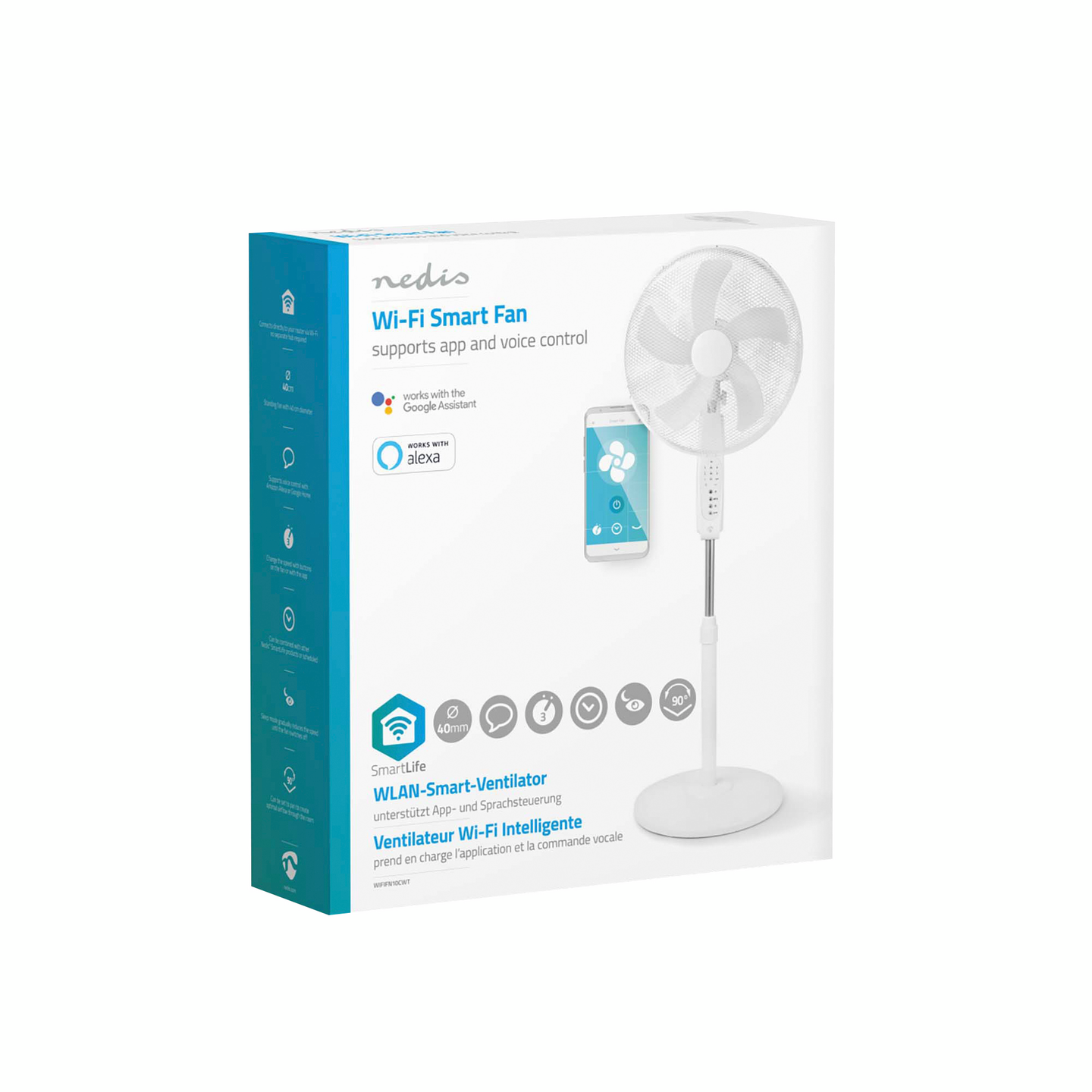 Tuuletin Nedis SmartLife  Wi-Fi  400 mm  Säädettävä korkeus  3-Vaihteinen